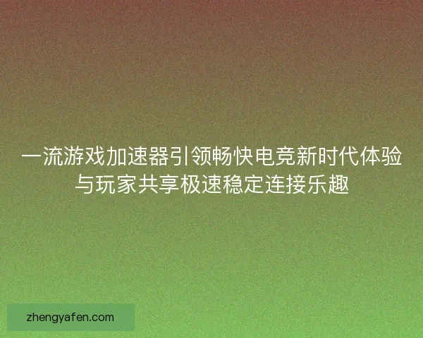 一流游戏加速器引领畅快电竞新时代体验与玩家共享极速稳定连接乐趣
