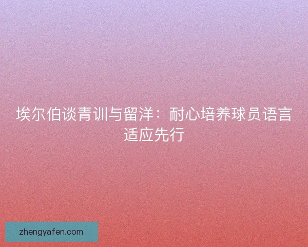 埃尔伯谈青训与留洋：耐心培养球员语言适应先行
